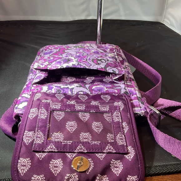 Vera Bradley Purple And Tan Quilted Mailbag Crossbody Purse - Picture 5 of 6